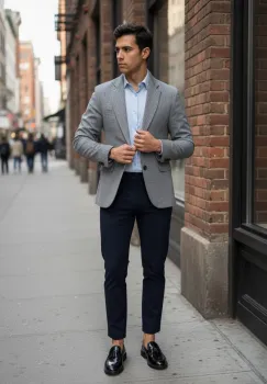 Sacou barbati slim fit dungi C100 P19-1.1 imagine