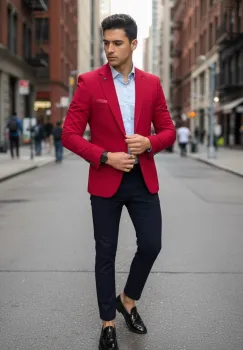 Sacou barbati slim fit grena B8339  89-5 imagine