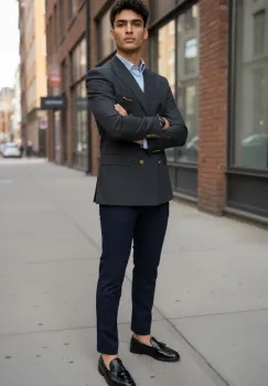 Sacou barbati slim fit in carouri b3138 P20-1.2 imagine