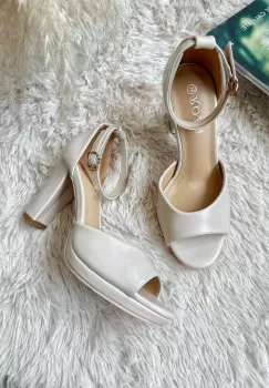 Sandale dama cu toc gros bej GH10 A40-3 imagine