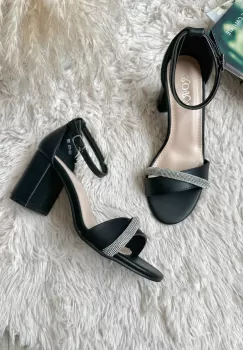 Sandale dama cu toc gros negre GH110 imagine
