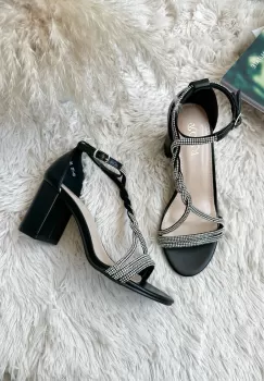 Sandale dama cu toc gros negre GH112 imagine