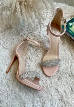 Sandale dama cu toc subtire bej 108 imagine