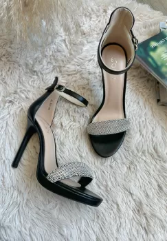 Sandale dama cu toc subtire negre 108 imagine