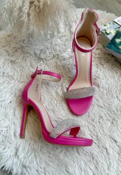 Sandale dama cu toc subtire roz 108 imagine