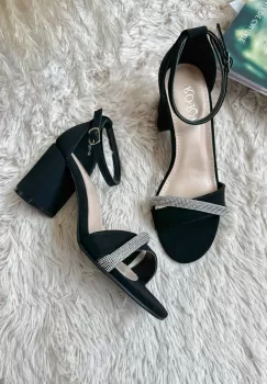 Sandale dama negre piele intoarsa GH110 imagine