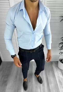 Tinuta barbati smart casual Pantaloni + Camasa + CUREA 12627 E imagine