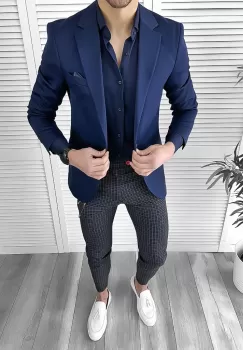 Tinuta barbati smart casual Pantaloni + Camasa + Sacou 10083 imagine