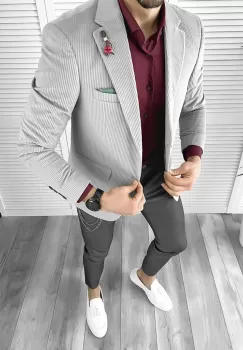 Tinuta barbati smart casual Pantaloni + Camasa + Sacou 10382 imagine