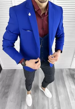 Tinuta barbati smart casual Pantaloni + Camasa + Sacou+Vesta 10453 imagine