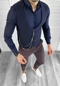 Tinuta barbati smart casual Pantaloni + Camasa+Vesta 10408 imagine