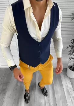 Tinuta barbati smart casual Pantaloni + Camasa+Vesta 12650 E imagine