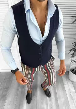 Tinuta barbati smart casual Pantaloni + Camasa+Vesta 12653 E imagine