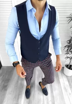 Tinuta barbati smart casual Pantaloni + Camasa+Vesta 12667 imagine