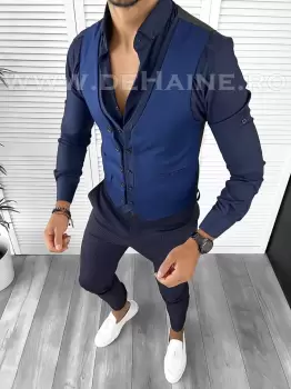 Tinuta barbati smart casual Pantaloni + Camasa+Vesta B9139 imagine