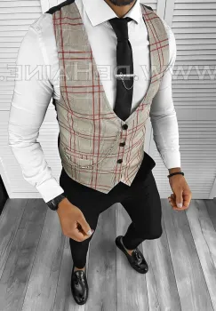 Tinuta barbati smart casual Pantaloni +Vesta 8089 imagine