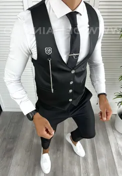 Tinuta barbati smart casual Pantaloni +Vesta V73 imagine