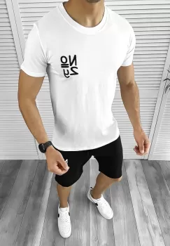 Trening barbati alb/negru pantaloni + tricou 10590 imagine