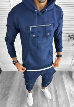 Trening barbati bleumarin pantaloni + hanorac K147 imagine