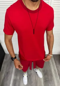 Trening barbati rosu pantaloni + tricou 13296 D2-2.4 imagine