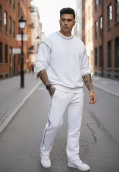 Trening barbati slim fit alb Pantaloni + Hanorac K008 28 imagine