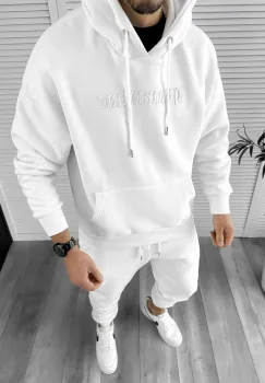 Trening barbati slim fit alb  Pantaloni + Hanorac K009 O3-3.2 imagine
