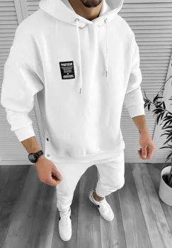 Trening barbati slim fit alb  Pantaloni + Hanorac k011 X13 imagine