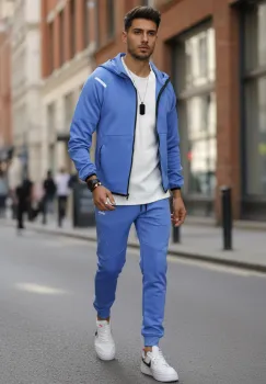 Trening barbati slim fit albastru  Pantaloni + Hanorac 288A imagine