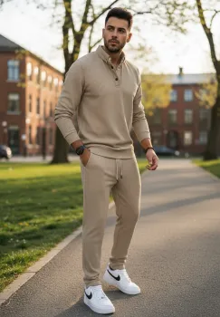 Trening barbati slim fit bej  Pantaloni + Bluza C200 26-3.3 imagine