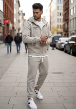 Trening barbati slim fit bej  Pantaloni + hanorac 166 imagine