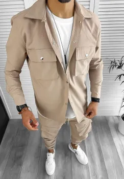 Trening barbati slim fit crem 6049 imagine