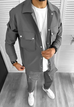 Trening barbati slim fit gri inchis 12934 imagine