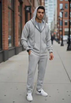 Trening barbati slim fit gri Pantaloni + Hanorac 10001 P20-2.2 imagine