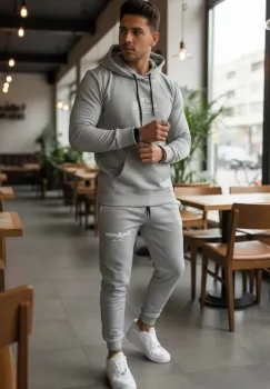 Trening barbati slim fit gri  Pantaloni + Hanorac  13390 imagine