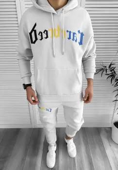 Trening barbati slim fit gri Pantaloni + Hanorac K173 imagine