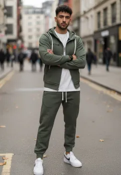 Trening barbati slim fit kaki   Pantaloni + hanorac 168 imagine