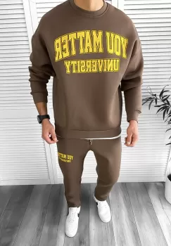 Trening barbati slim fit maro Pantaloni + Hanorac K170 Z5 imagine