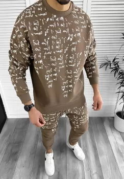 Trening barbati slim fit maro Pantaloni + Hanorac k172 imagine