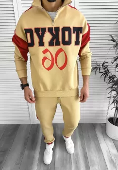 Trening barbati slim fit mustar Pantaloni + Hanorac K156 Z3 imagine