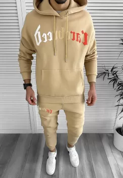 Trening barbati slim fit mustar Pantaloni + Hanorac K173 imagine