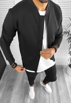 Trening barbati slim fit negru 12935 imagine