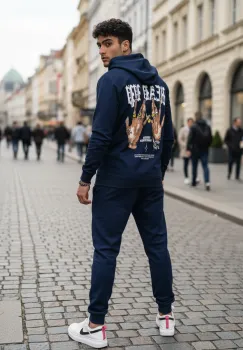 Trening barbati slim fit negru  Pantaloni + Hanorac 13401 O3-5.3 imagine