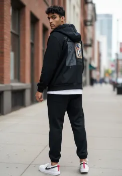 Trening barbati slim fit negru  Pantaloni + hanorac 168 imagine