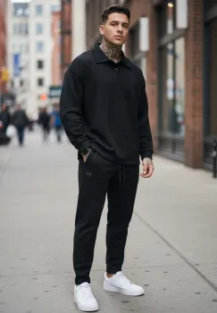 Trening barbati slim fit negru Pantaloni + Hanorac 2618 27 imagine