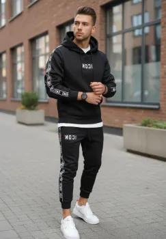 Trening barbati slim fit negru  Pantaloni + Hanorac 5041 imagine