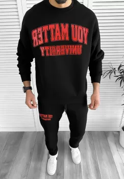 Trening barbati slim fit negru Pantaloni + Hanorac K170 imagine