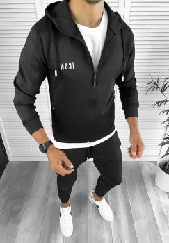Trening barbati slim fit Pantaloni + Hanorac negru 12181 82-2.3 * imagine
