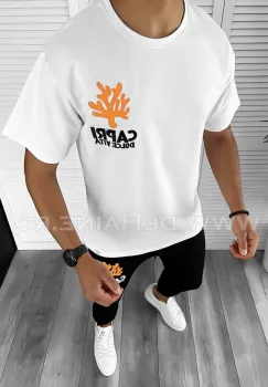 Tricou barbati alb cu imprimeu oversize B7962 P19-7.2 imagine