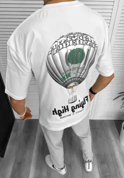 Tricou barbati alb  cu imprimeu pe spate  oversize 11813  D2-4.2 imagine