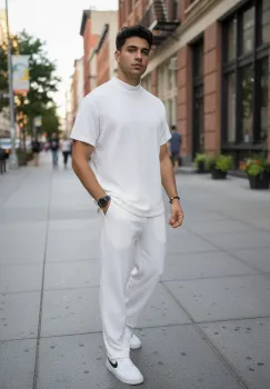 Tricou barbati alb  cu imprimeu pe spate  oversize 11817  P19-3.1 imagine